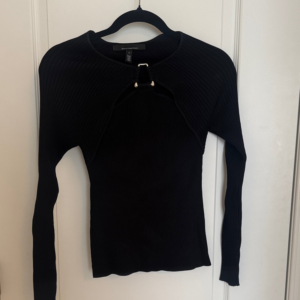 White House Black Market Black Long Sleeve Top